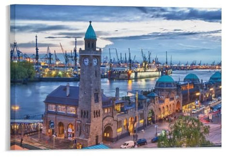Puzzle 1000 Teile,Hamburger Hafen, Deutschland,Erwachsene Papierspiel Freizeit Kunst Spielzeug Puzzles(38x26cm)-160