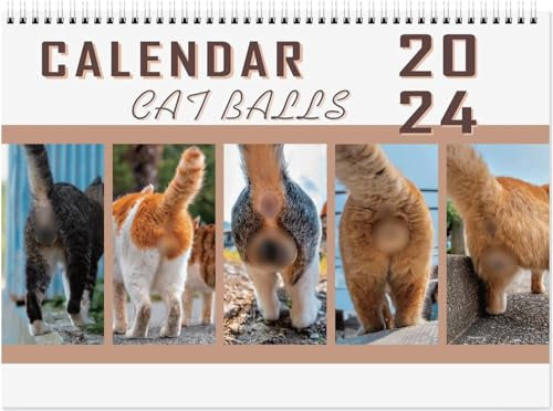 Kalender 2024 Cat Balls Kalender, Lustiger Katzen Wandkalender 2024, Katzenjäger Kalender 2024, Lustige Katzenbilder Gag Geschenke für Katzenliebhaber, Familie, Freunde