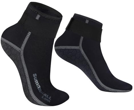 Summshall 3mm Neoprensocken für Damen und Herren, Warm Halten Neopren Socken Anti-Rutsch-Sohle Langlebigkeit Neoprensocken Wattsocken für Wassersport