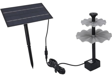 Solar Fountain, 4W Adjustable Spray Height DC 4.5 to 10V Solar Water Fountain Pump Durable ABS Plastics Solar Bird Bath Fountain with 3 Expansion Tube for Bird Bath, Ponds