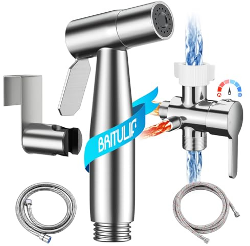 Heiß- und Kaltwasser-Bidet-Sprüher für Toilette – BRITULIF Bidet-Aufsatz für warmes Wasser, muslimische Dusche, ideal für feminine Hygiene, Haustierreinigung, Stoffwindeln und Seniorenpflege