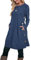 Aokosor Women's Long Sleeve Tunic Dress with Pockets and Side Buttons - Size 14-16, Dark Blue