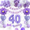 Decorazioni Compleanno 40 anni, Decorazioni 40 anni Compleanno Viola per donna Palloncini Macaron Viola Bianco Banner HAPPY BIRTHDAY Palloncini Numero 40 Palloncini Cuore Decorazione per Torta