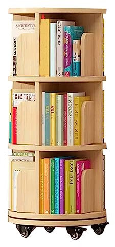 YTGHBIML Bücherturm Freistehend 360° drehbares Bücherregal, 2/3/4 Ebenen mit Rollen, stehendes Bücherregal, Kinder-Bilderbuch-Bücherregal für Zuhause, Bücherregal perfekte Darstellung