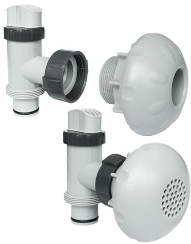 Sharutia Pool Pump Plunger Valve Kit Compatible with Intex Coleman Above Ground Pool, Includes Inlet and Outlet Fittings, 1.5 inch Pool Valve Part Set with Strainer