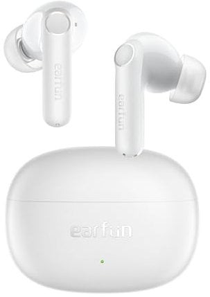 EarFun Air Life Wireless Earbuds, Deep Bass with 12mm Drivers, Bluetooth 5.4, 35H Playtime, Fast Charge, 4 Mics AI Clear Calls, 30 Preset EQs, APP Customization, IPX5, Small Size Cozy Fit, White