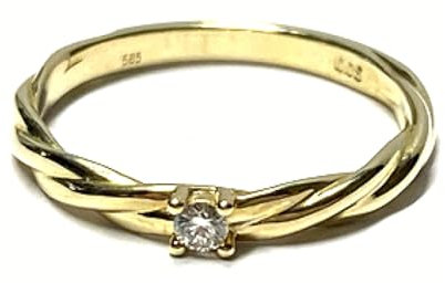 Ring 585/- Gold Brillant 0,05ct (w/si) Bandring Kordeloptik Verlobungsring Vorsteckring #54
