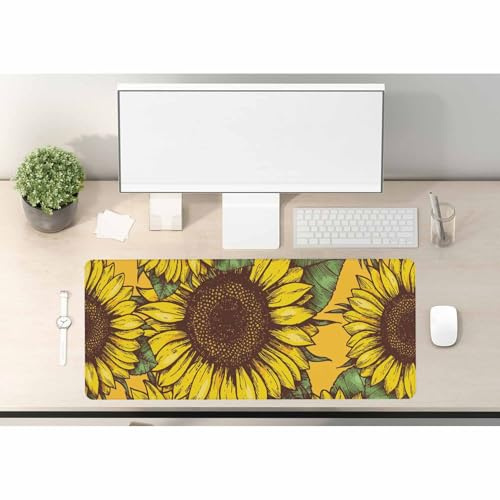 Woutay Mouse Pad,Yellow Sunflower,Non-Slip Rubber Base,Mat for Office Work/Home
