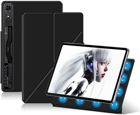 Suttkue Red Magic Nova Tablet-Schutzhülle, hochwertig, magnetisch, leicht, dreifach faltbar, Kratzfest, Schwarze Hülle für Red Magic Nova 11 Zoll