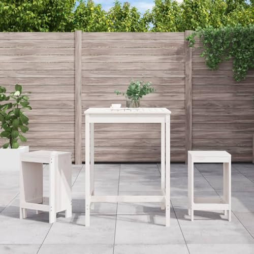 Youuihom Set da Salotto per Terrazza Set di Divani per Esterni Set Bar da Giardino 3 pz Bianco in Legno Massello di Pino Adatto per Balconi, Giardini, Bordo Piscina, Portici