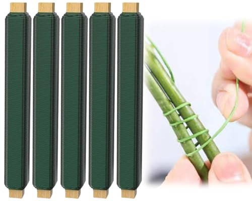 ZDL Alambre de Jardín,5pcs Alambre Jardineria Verde,Alambre para Plantas Galvanizado,Alambre Manualidades,Alambre de Atar Plantas,para Plantas Jardinería,Escaladas,Vides,Arbustos Y Flores