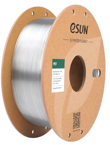 eSUN PET Filament 1.75mm, hohe Zähigkeit PET Filament, 1KG Spule (2.2 LBS) 3D-Druck Filament für 3D-Drucker (Transparentes, 1KG)