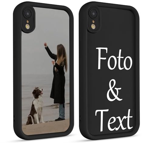 Xylota Personalisierte Handyhülle für iPhone XR 6,1'', Personalisiert Hülle mit Selbst Gestalten Eigenem Bild Text Foto Schutzhülle, Individuelle Design Stoßfest Silikon Case für iPhone XR,Schwarz
