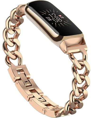 Wizvv Bracelet Compatible with Fitbit Luxe Bands, Slim Metal Strap, Replacement Bands for Fitbit Luxe Smart Watch for Women and Men
