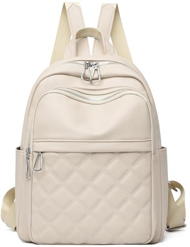 Travistar Backpack Womens Fashion Rucksack Bag PU Leather Backpack for Women Ladies Backpacks Anti Theft Casual Daypack for Leisure, Travel, School (Beige)