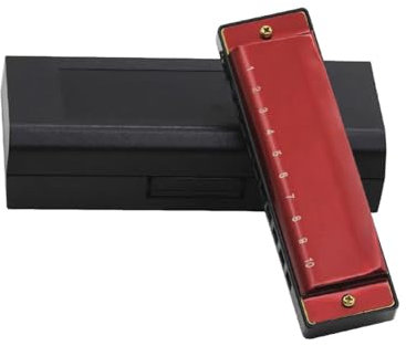 Blues Mundharmonika Mundharmonika In G-Tonart 10 Löcher, 20 Töne, Diatonisch, Mit Etui(Red)