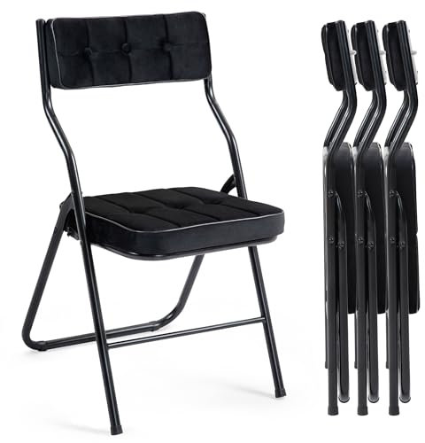 Villeston Polsterte Klappstühle 4er Set - Klappbarer Esszimmerstuhl mit Kissen, Tragbar und Vormontiert, Zusätzliche Sitzgelegenheit für Gäste, Küche, Büro, Hochzeit, Party