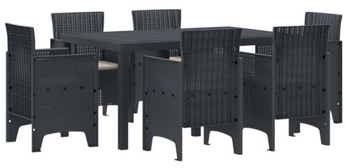 vidaXL Garten Essgruppe 7 STK. Anthrazit Polt Rattan