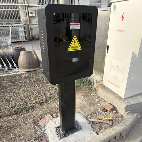 Black Ev Charger Pole Pillar Key Lock Box, Commercial Household New Energy Vehicle Car Charging Protection Box Post, Outdoor Rainproof, Snowproof, Theftproof