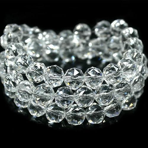 Perlen mit geschliffenen Oberflächen, facettiert, weißer Bergkristall, Österreichischer Kristall, lose Perle zur Schmuckherstellung,Armband, Halskette, Ohrringe – 6 mm, 95 Stück Perlen
