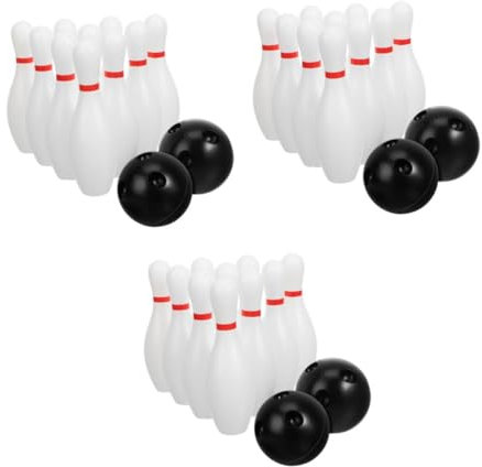 Sosoport 3 Sätze Bowlingkugel Spiel Im Freien Mini Bowling Stifte Mini-Bowling-pins-bälle Sportliche Aktivität Im Freien Motorikspiel Indoor-Bowling Bowlingzubehör Weiß Plastik