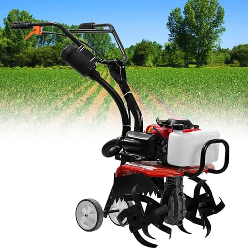GBHJJ Motoculteur à Essence 4 Temps, Motoculteur de Jardin, Moteur Rotovator, LéGer, Compact, Puissant, PoignéEs à Prise SûRe, ConçU pour êTre Fiable et Lourd, pour Le Labourage