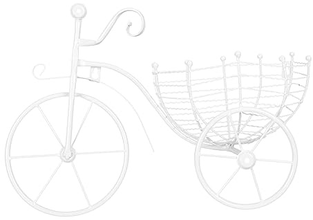 UPKOCH Wall Mounted Bike Planter Basket White Decorative Flowerpot for Balcony Garden Home Decor Plant Holder for Display