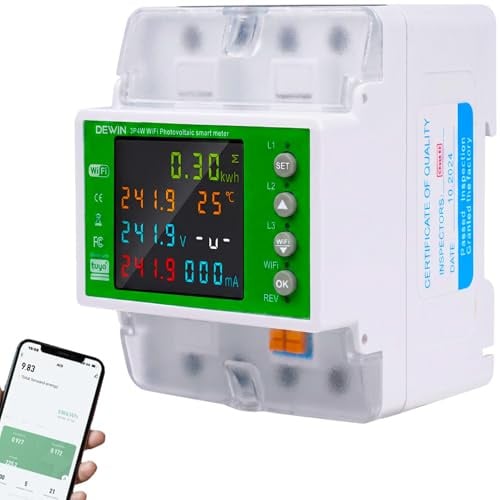 DewinLVD WiFi Stromzähler 3 Phasen, Smartmeter Stromzähler Wlan 100A/380VAC