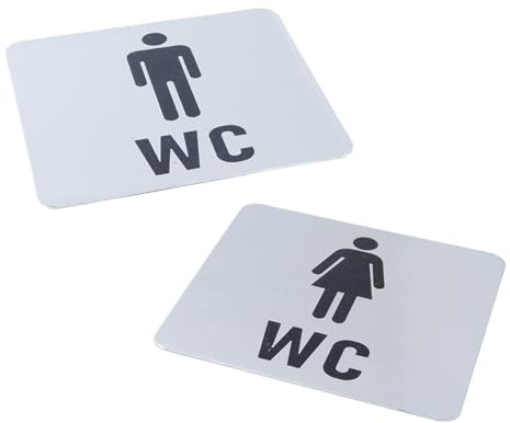 Ausi 2 pezzi di cartello per WC, resistente cartello per bagno interno ed esterno in acciaio inossidabile, per uomini e donne