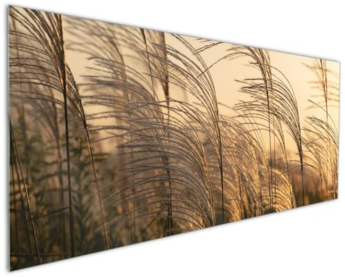 Wallario Küchenrückwand aus Glas 125 x 50 cm, Motiv: Schilf im Wind | Spritzschutz abwischbar & pflegeleicht
