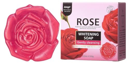 Barras De Jabón Para El Cuerpo - 100 Gramos Limpiador Profundo Iluminador Y Desmaquillante Para Pieles Sensibles | Jabón En Barra De Rosa Natural Para Ducha,Para El Cuidado De Manos, Rostro Y Cuerpo,