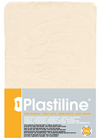 Jacques Herbin 7140T - Plastilin für den Modellbau, 750g, zum modelieren, HG40, sehr flexibel, 1 Block, Elfenbein