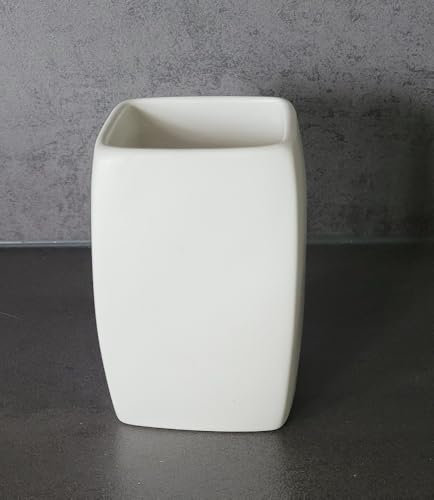 Spirella Twist Zahnputzbecher aus Steingut, Weiß