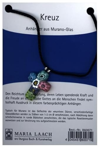 Kreuzanhänger aus Muranoglas, mehrfarbig