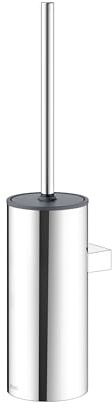 KEUCO Toilet brush set made of metal chrome and white plastic, wall mounted, toilet brush with holder and lid for bathroom and guest toilet, Moll