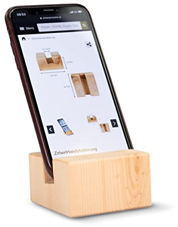 Zirbenhandyhalterung - luftgetrocknetes Zirbenholz - für Smartphones