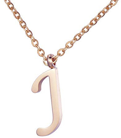 Morella Damen Halskette mit Buchstabe J Anhänger Edelstahl Rosegold in Schmuckbeutel