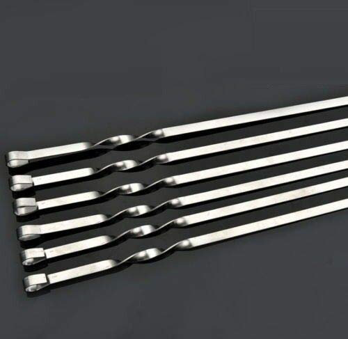 6 x 55cm LONG METAL BBQ BARBECUE KEBAB FOOD MEAT GRILL STICKS SKEWERS COOKING