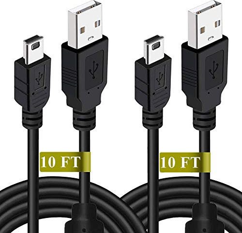 2 Pack 10ft PS3 Controller Charger Cable - Magnetic Ring Mini USB Data Charging Cord for PS Move Playstation 3 Wireless Controller, TI84 Plus CE, Digital Camera
