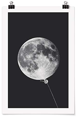 Bilderwelten Poster - Jonas Loose - Luftballon mit Mond - Selbstklebend seidenmatt 45 x 30cm