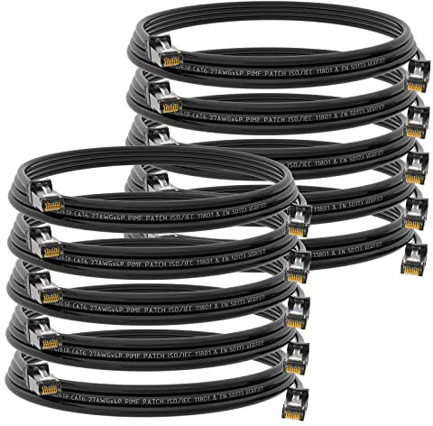 HB-DIGITAL 10x 1m Patchkabel RJ45 LAN CAT 6 Ethernetkabel Netzwerkkabel bis zu 1 Gbit/s CAT 6 Kupfer Profi S/FTP DSL für Patchpanel Switch Router Modem - Schwarz