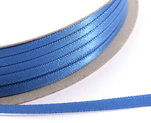 Vaessen Creative Satinband, Blau, 3 mm x 100 m Doppelsatinband, Schleifenband, Dekoband, Geschenkband, Stoffband für Hochzeit, Taufe und Geburtstagsgeschenke