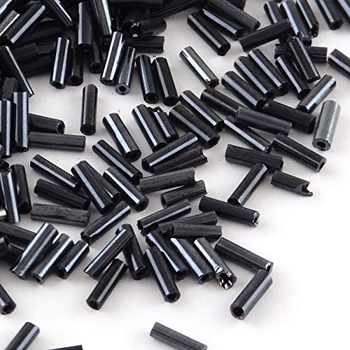 3300 cuentas de cristal de 6 mm, perlas de cristal de forma tubular, perlas en forma de palillos, Roccailles (negro metalizado)