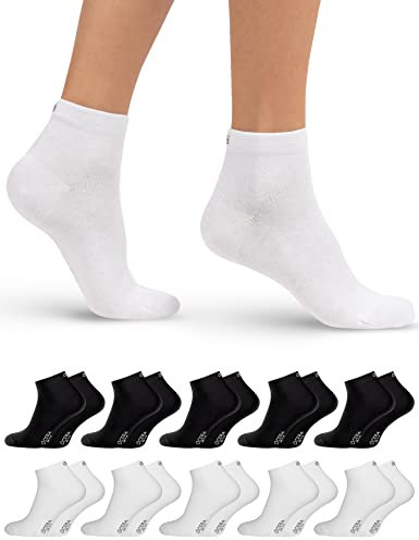 10 Paar Kurzschaft Socken für Damen & Herren (unisex) in verschiedenen Farben - Schwarz-Weiß-Mix 43/46