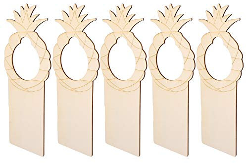 EXCEART 5pcs Unfinished Wood Door Knob Hangers Blank Natural Wooden Door Knob Signs Pineapple for DIY Craft Home Hotel Office Decoration Business Use