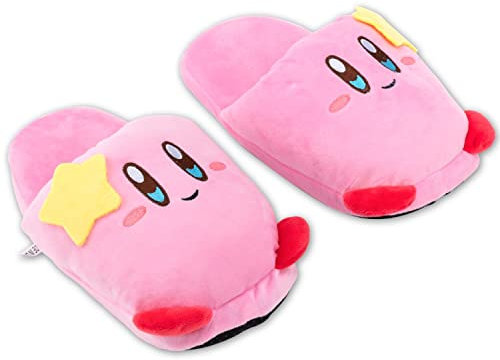 Glopastel Kirby Hausschuhe niedlich Anime Videospiel Smash Bros Fuzzy Slip On Hausschuhe Einheitsgröße Erwachsene Damen Herren (Rosa), Medium