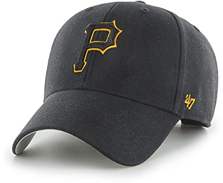 '47 MLB Pittsburgh Pirates MVP Unisex-Baseballkappe, Verstellbar, Hochwertiges Design und Verarbeitung, Black Logo, Black