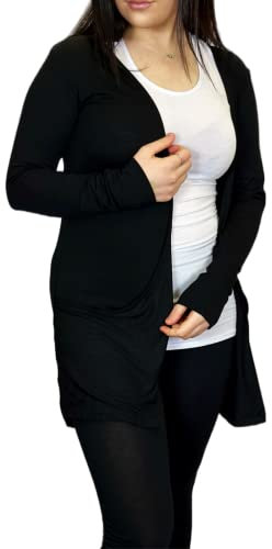 LUXE DIVA Ladies Long Sleeve Pocket Cardigan Womens Top Sizes 8-26 Black