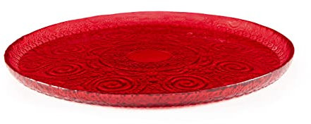 Excelsa Arabesque Red Assiette Dessert, Diamètre: 21 cm, Verre Décoré