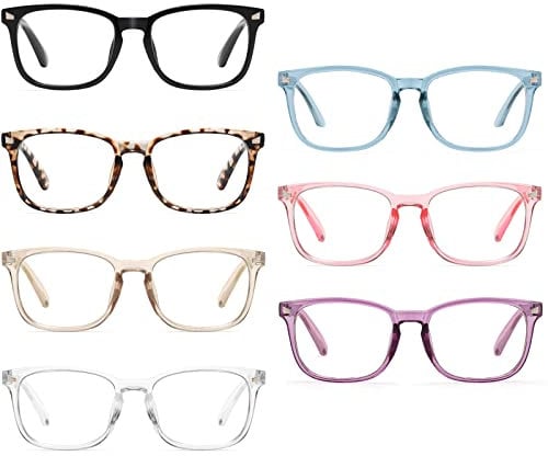 CCVOO Lesebrille für damen und herren mit blaulichtfilter - Augenoptik Brille Lesehilfe für Damen Herren (Beige + Schwarz + Blau + Leopard + Klar + 2 Rosa, +2.5)